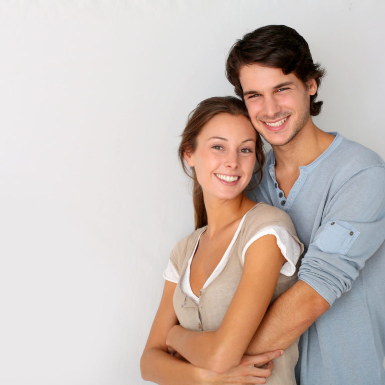 Cheerful,Young,Couple,Standing,On,White,Background,,Isolated